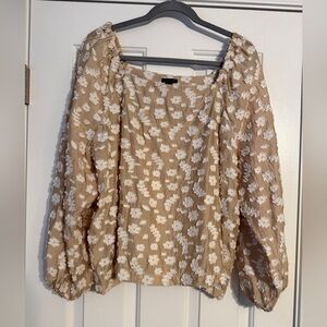 Ann Taylor Khaki Floral Blouse